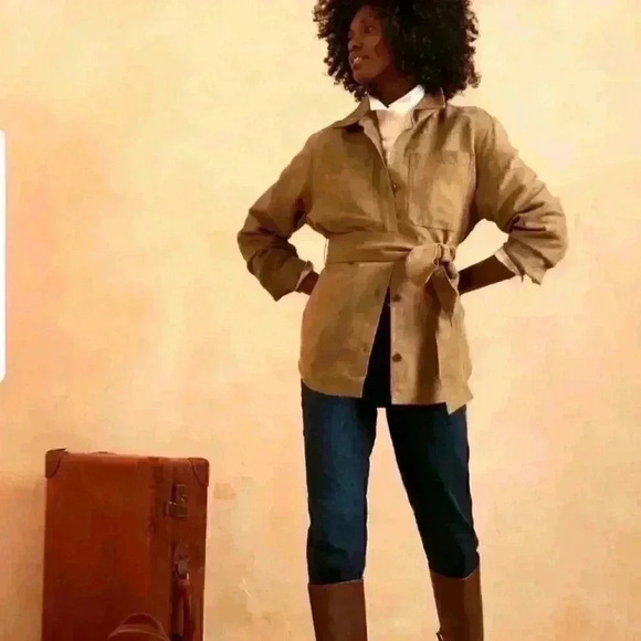 Banana  Republic Faux Suede Belted Shirt - Picture 2 of 15